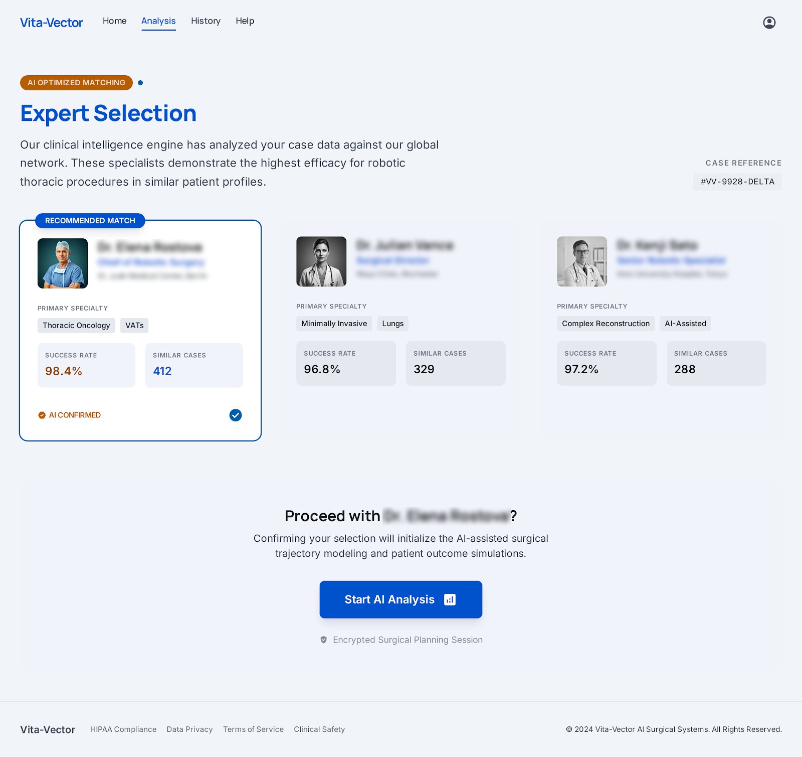 Vita-Vector expert selection interface for surgeons